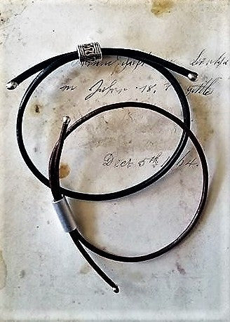 Leather Strands Black, Adjustable, Unisex, Single Wrap Bracelet