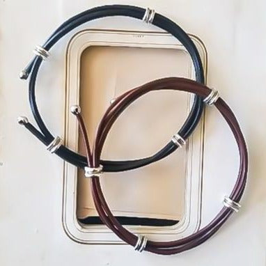 Leather Strands Adjustable, Double Wrap, Unisex Bracelet in Two Colors