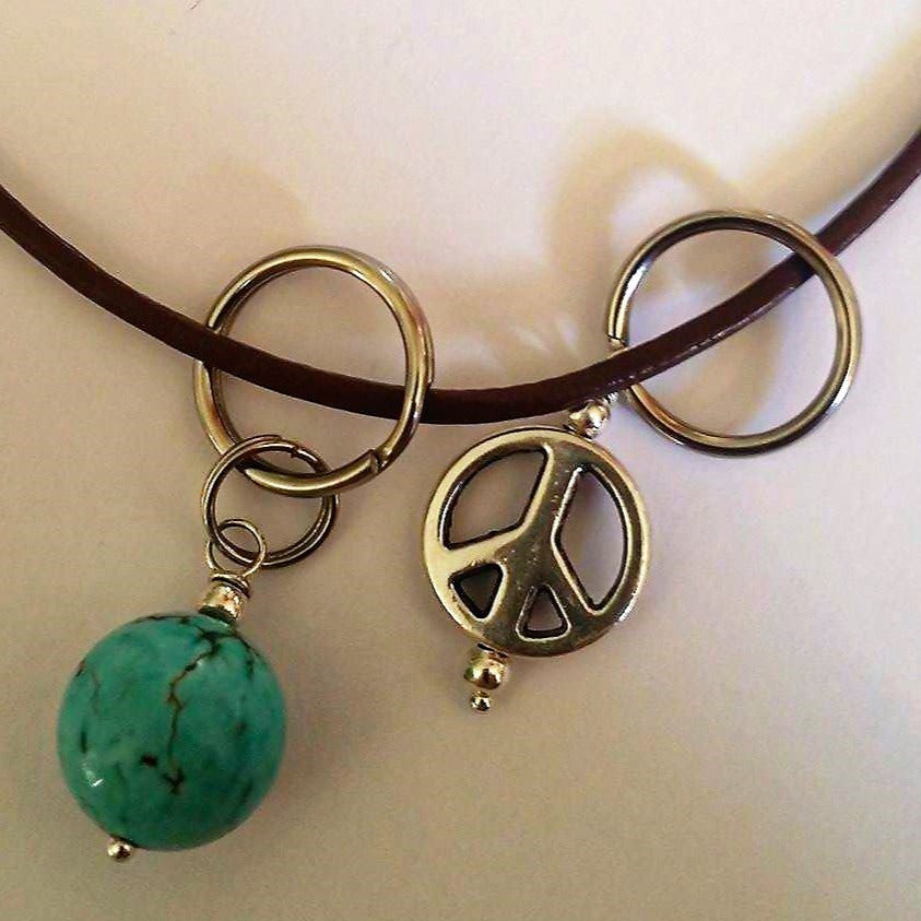 Interchangeables Peace Symbol Pendant on a Stainless-Steel Split Ring, Charm of Pendant