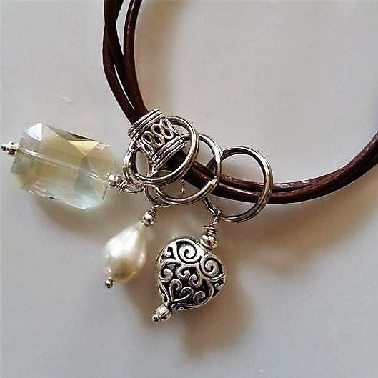 Interchangeables Large Fresh Water Pearl Charm Pendant on a Stainless Steel Ring