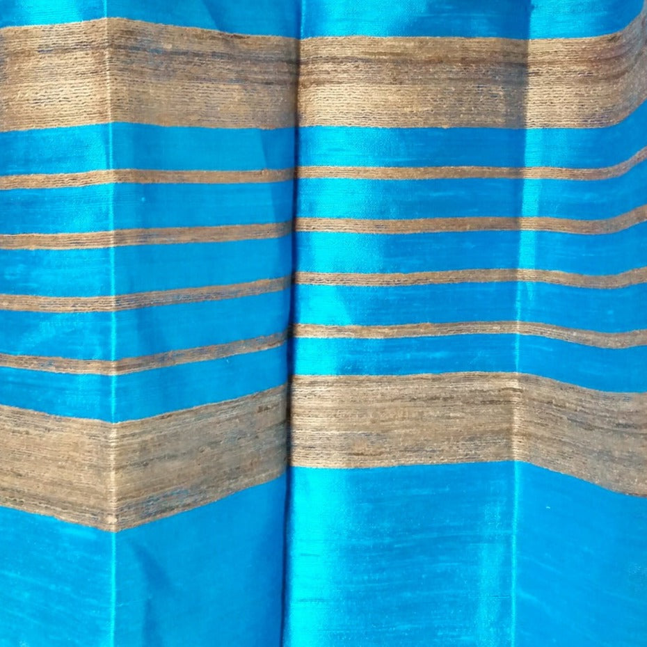 Large Raw Silk Scarf/Shawl/Wrap, Sky Blue, and Silver