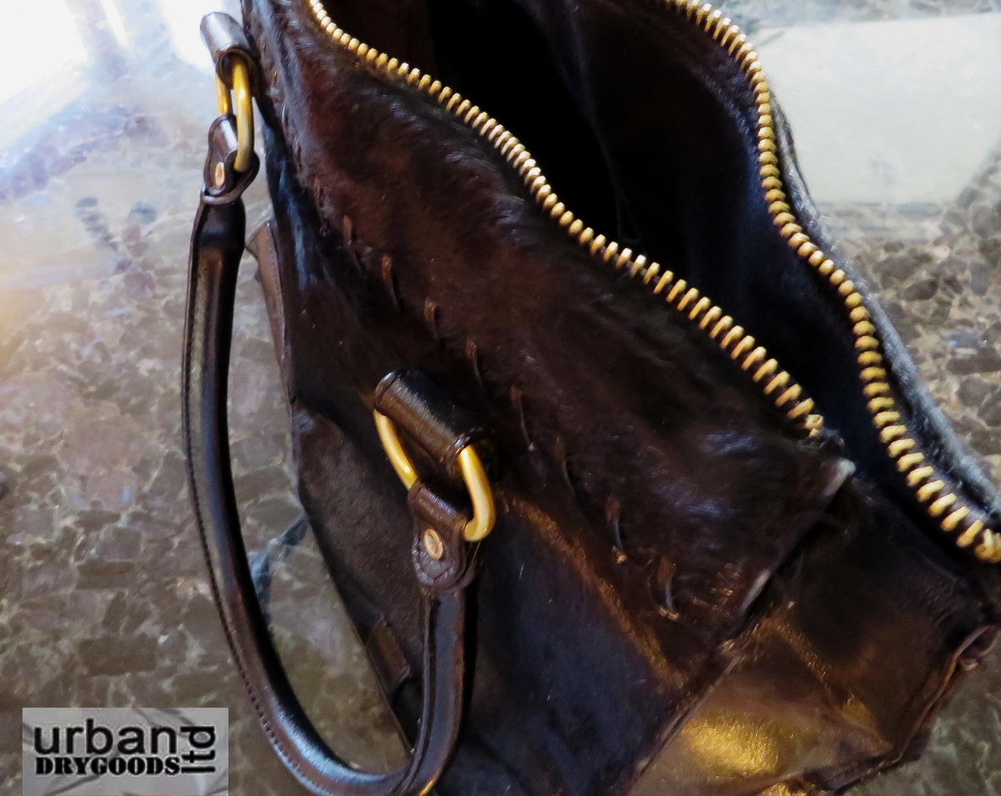 Vintage, 9 West, Large Handbag, with Black Leather Hair-On Hide NEED WEIGHT