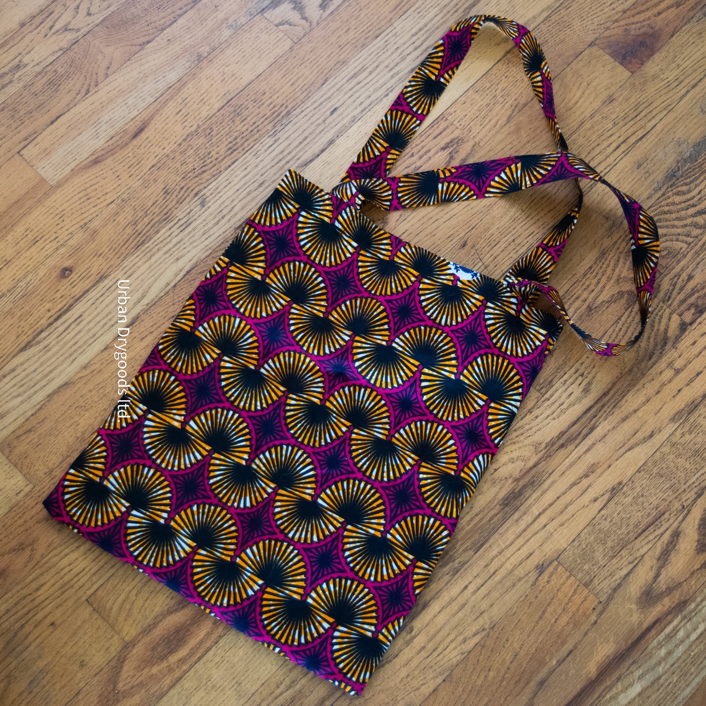 Ceyda Shoulder Bag, Ethnic, BoHo, Hippie Tote Bag, with Yellow Fans and Fuchsia Background