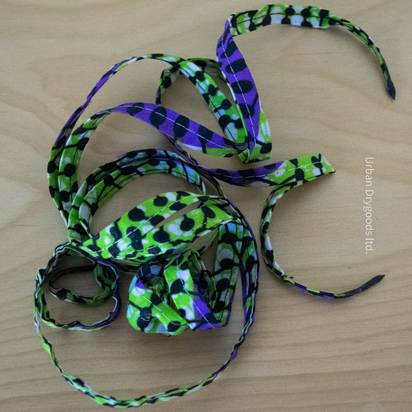Awesome Handmade African Shoelaces, Green and Purple with Black Polka Dots