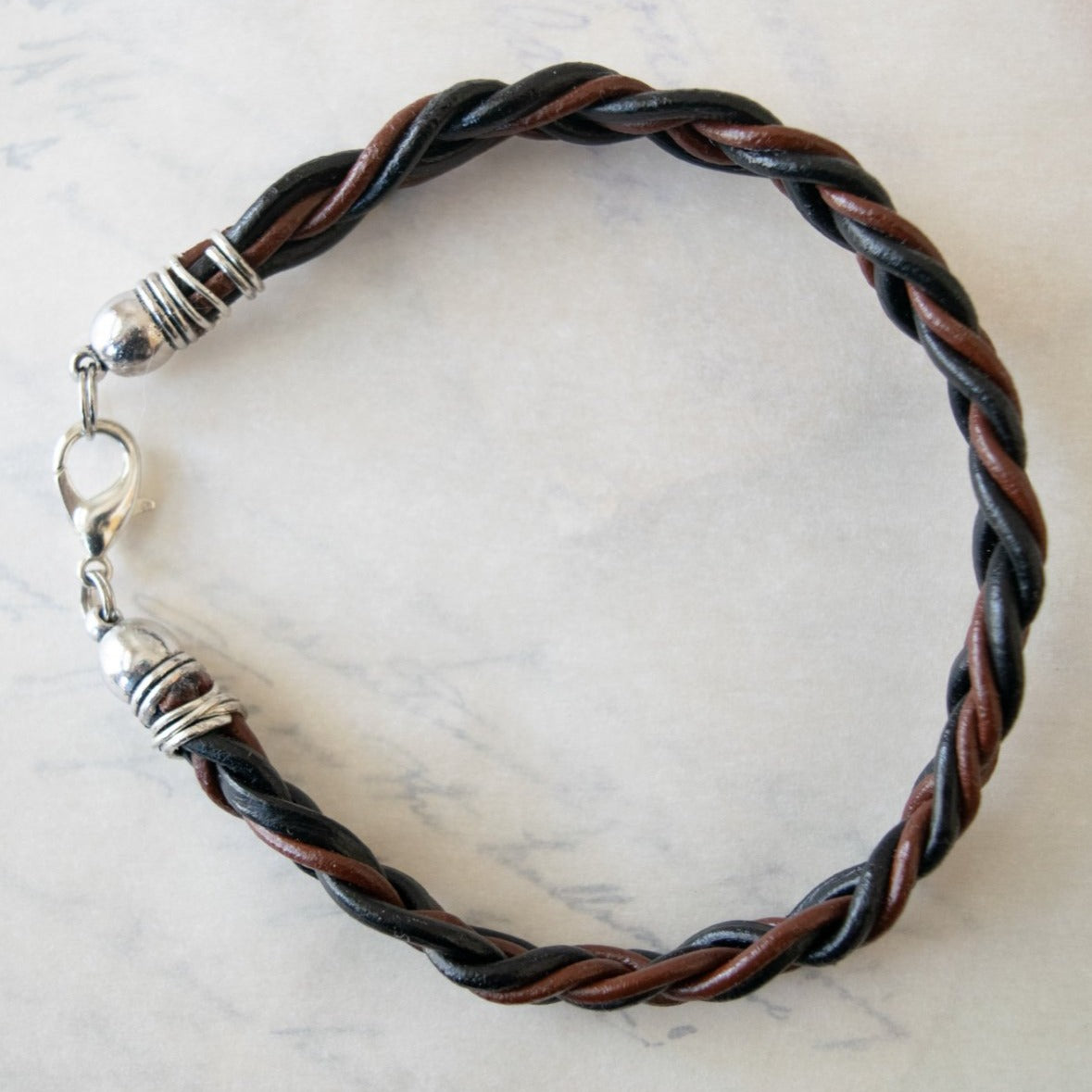 Men's Basics Triple Braided Saddle Brown and Coal Black Bracelet