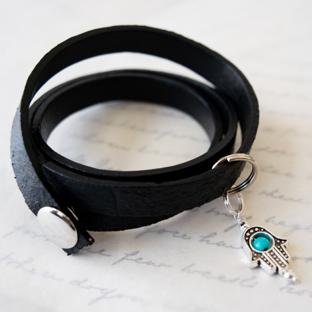 Interchangeables Small Silver Hamsa with Turquoise Accent Pendant