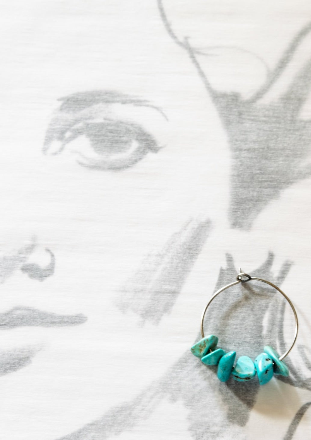 Expressions in Turquoise, Hoop Earrings with Stacked Stones