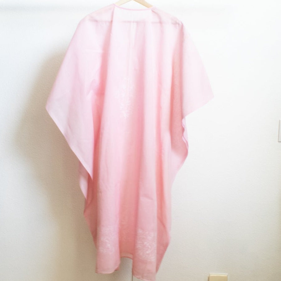 Women's Pink Caftan/Tunic/Dress with Hand Embroidered Floral Design