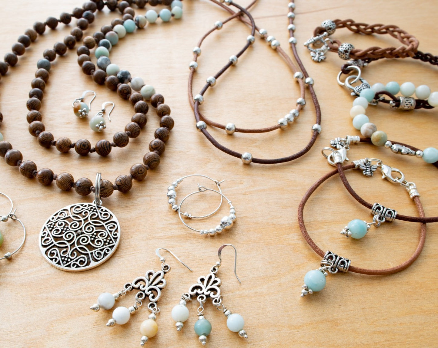 Beginnings, Natural Light Brown Braided Leather Bracelet with a Toggle Clasp