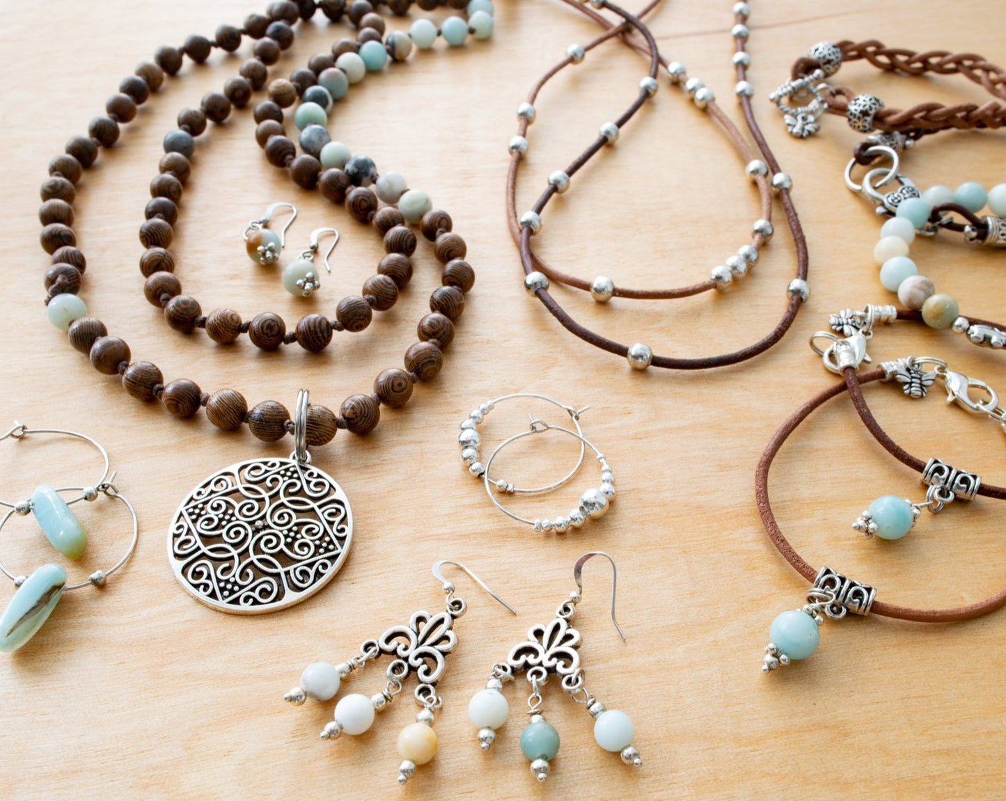 Beginnings, Natural Amazonite Chandelier Earrings