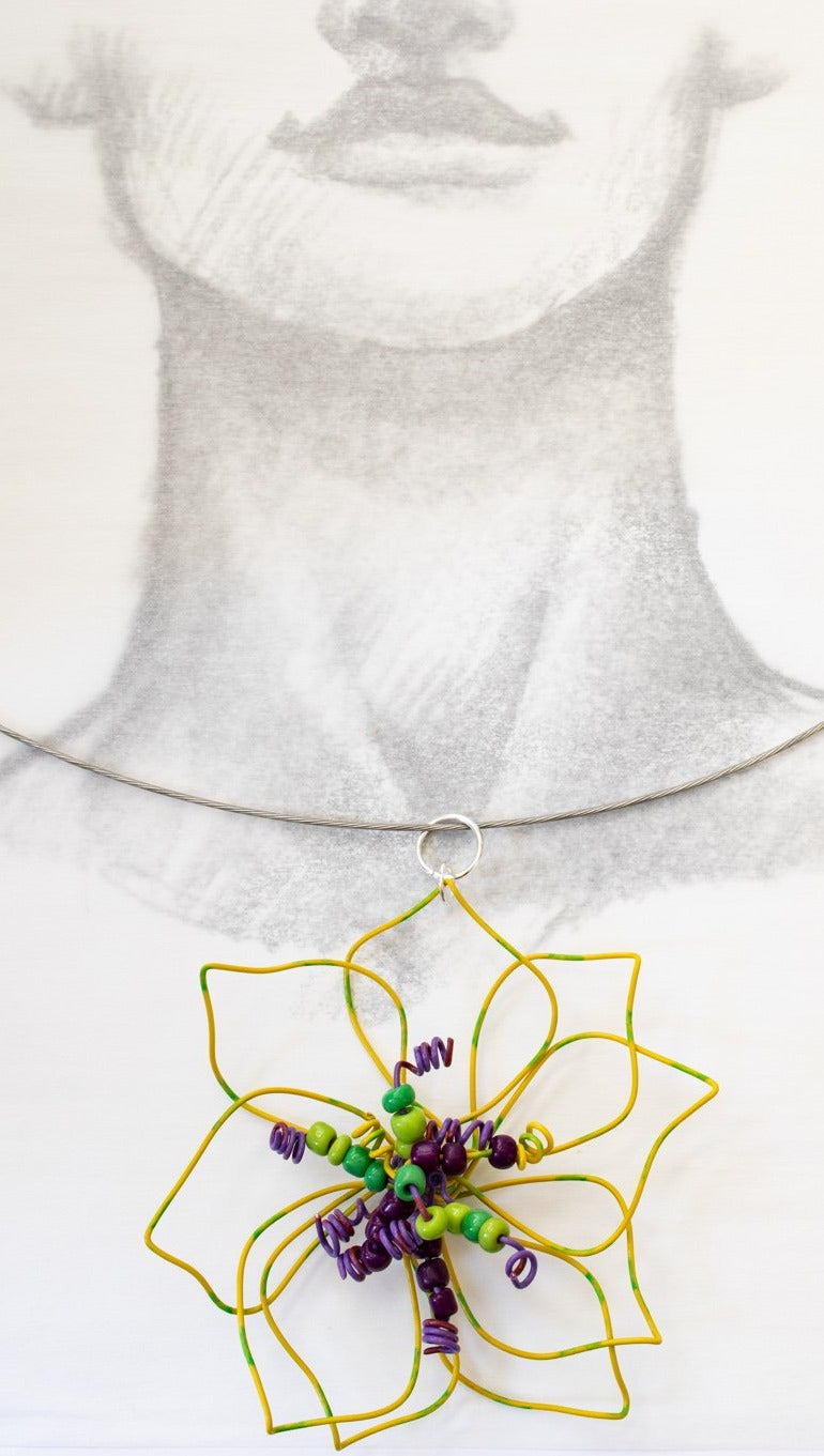 Blooms, Single Bloom Summer Yellow Wildflower Necklace