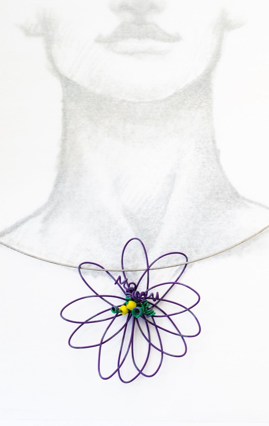 Blooms, Single Purple Mountain Flower Necklace