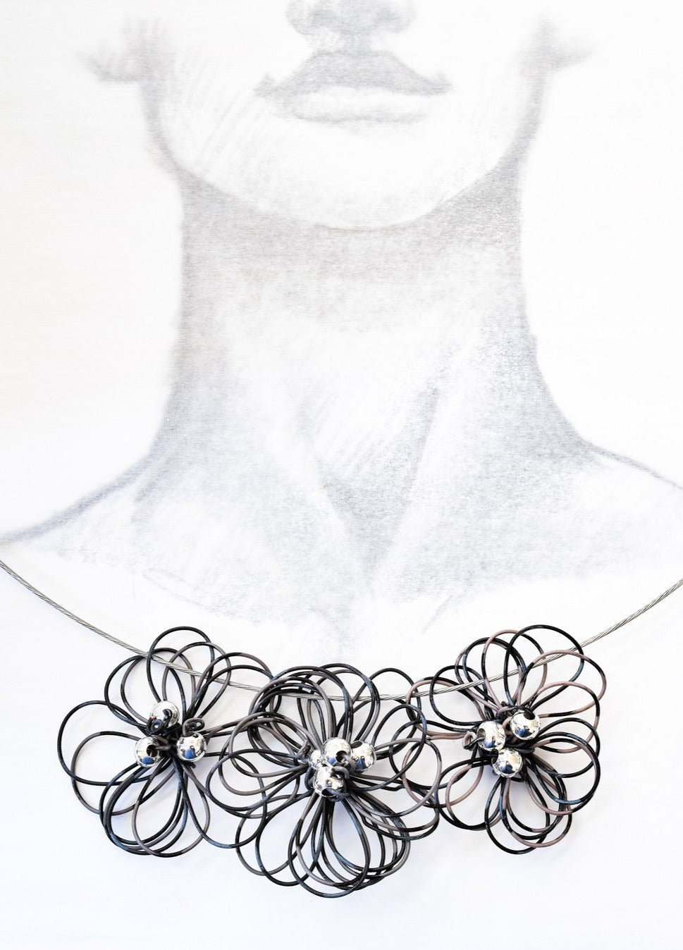 Blooms, Summer Nights Three Flower Bouquet Necklace