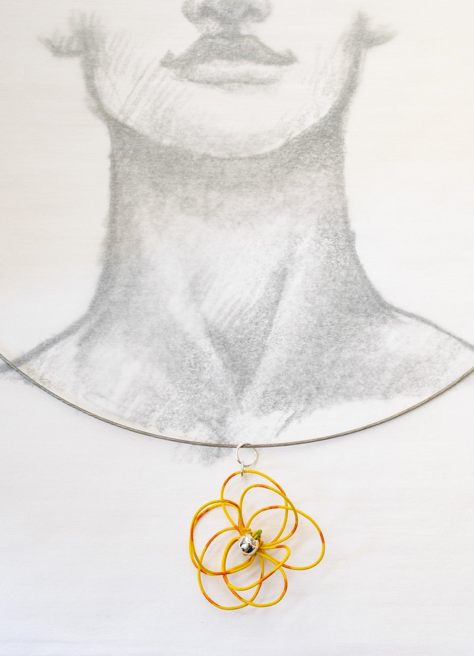 Blooms, Summer Single Bloom Yellow Pansy Necklace