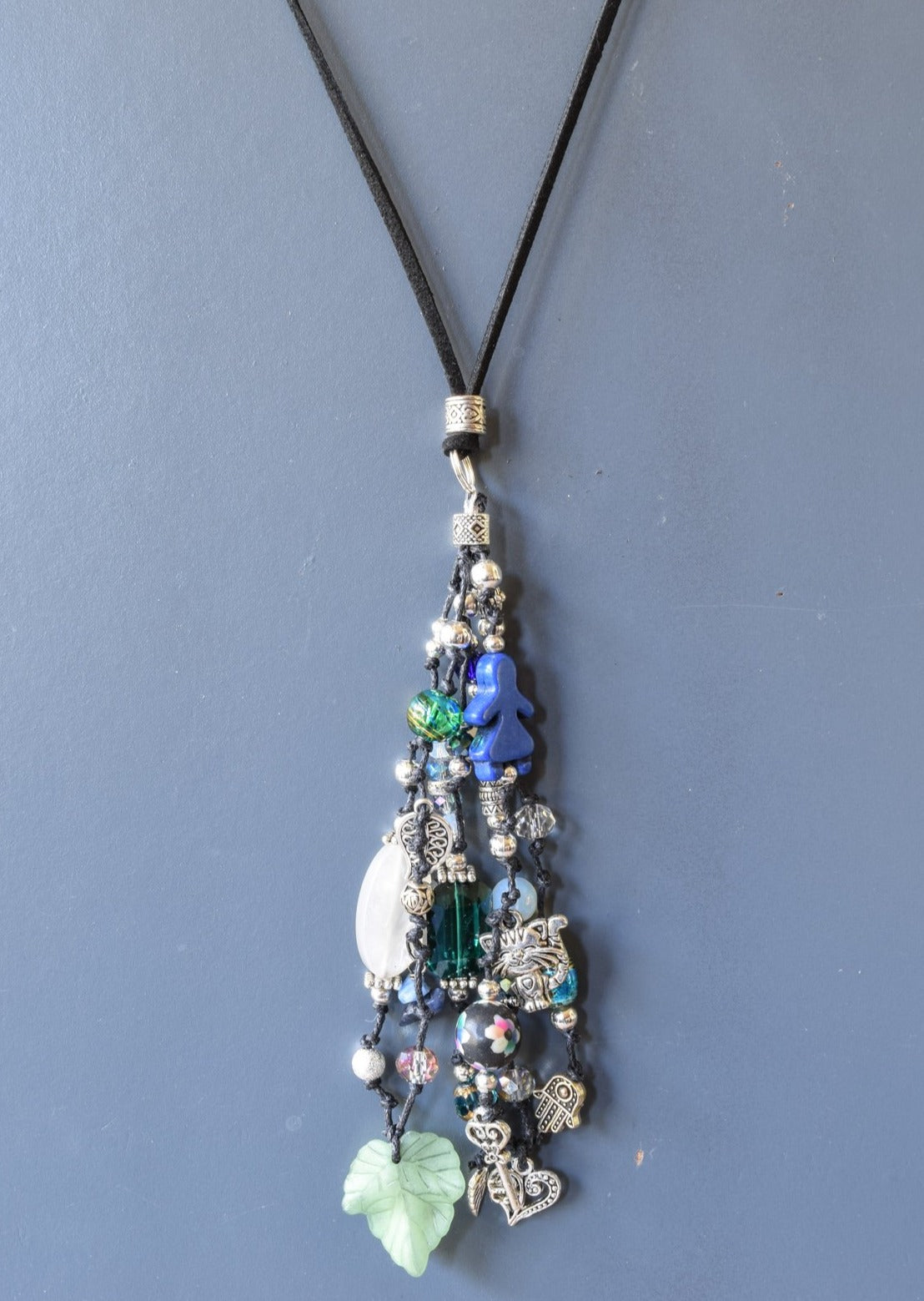 Exotic Lands, Adjustable Tassel Necklace with Winter Colors