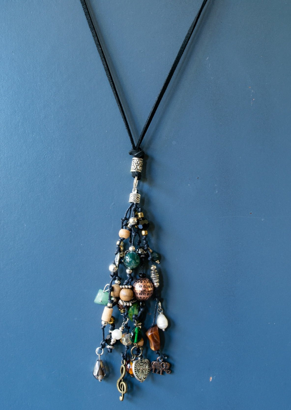 Exotic Lands, Adjustable Tassel Necklace with Colors of Autumn