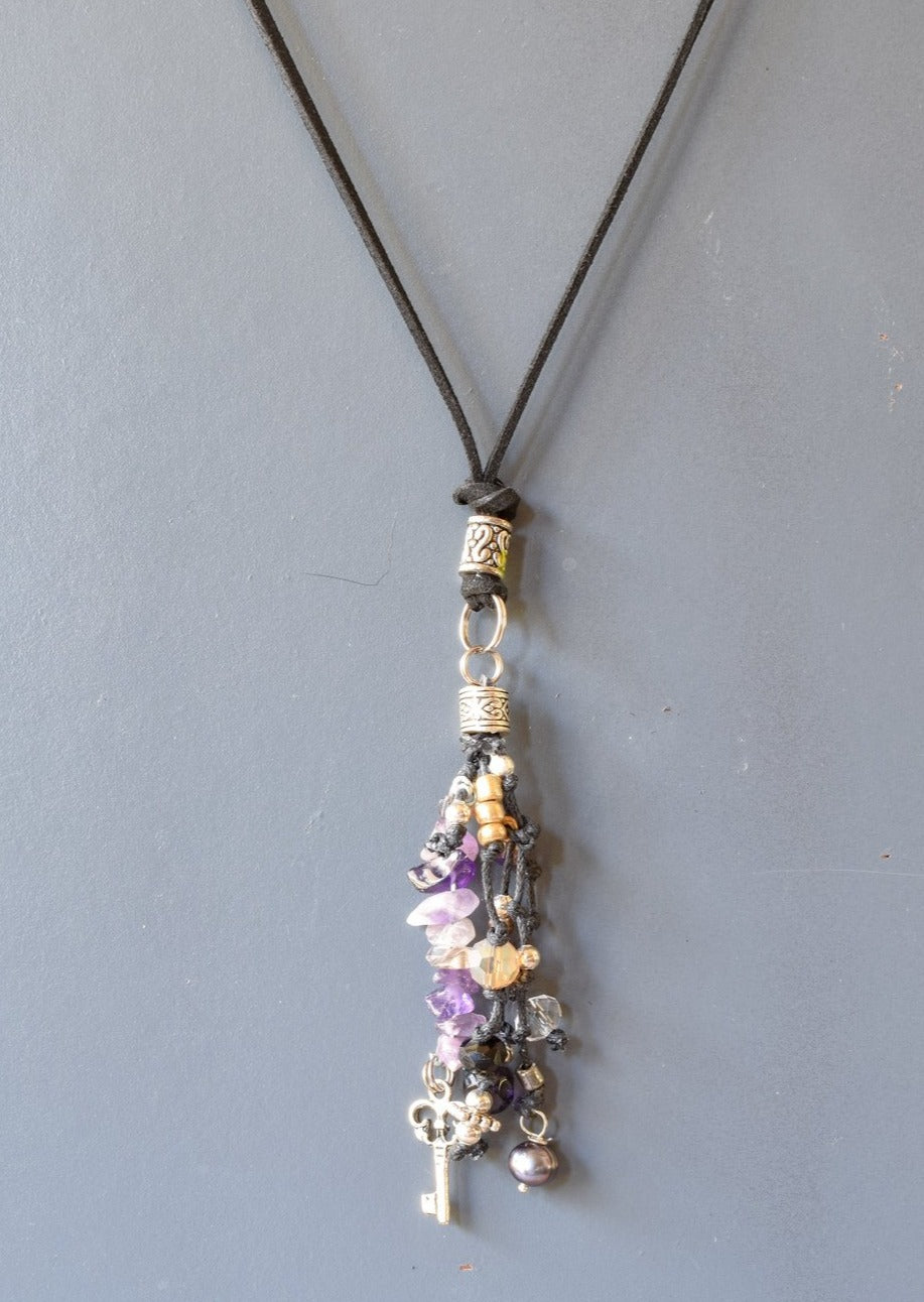 Exotic Lands, Adjustable Tassel Necklace with Colors of Spring