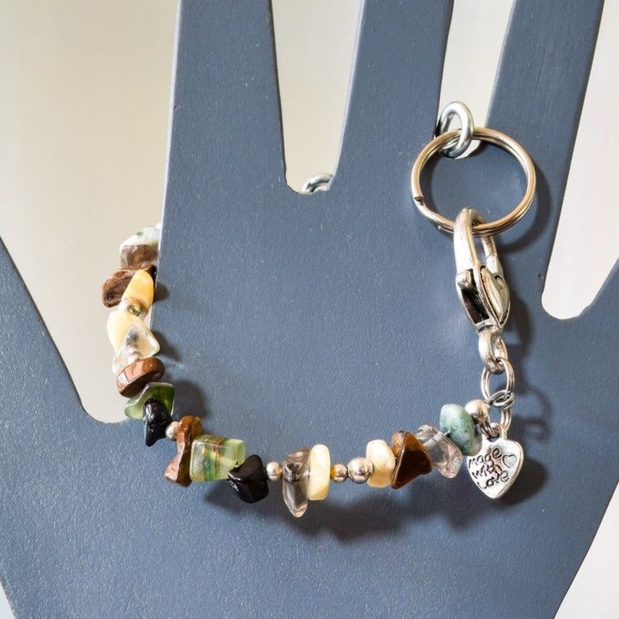 Artisan Series, Sadie Bracelet with Stacked Mixed Stones, Ambers, Greens and Cream Colors