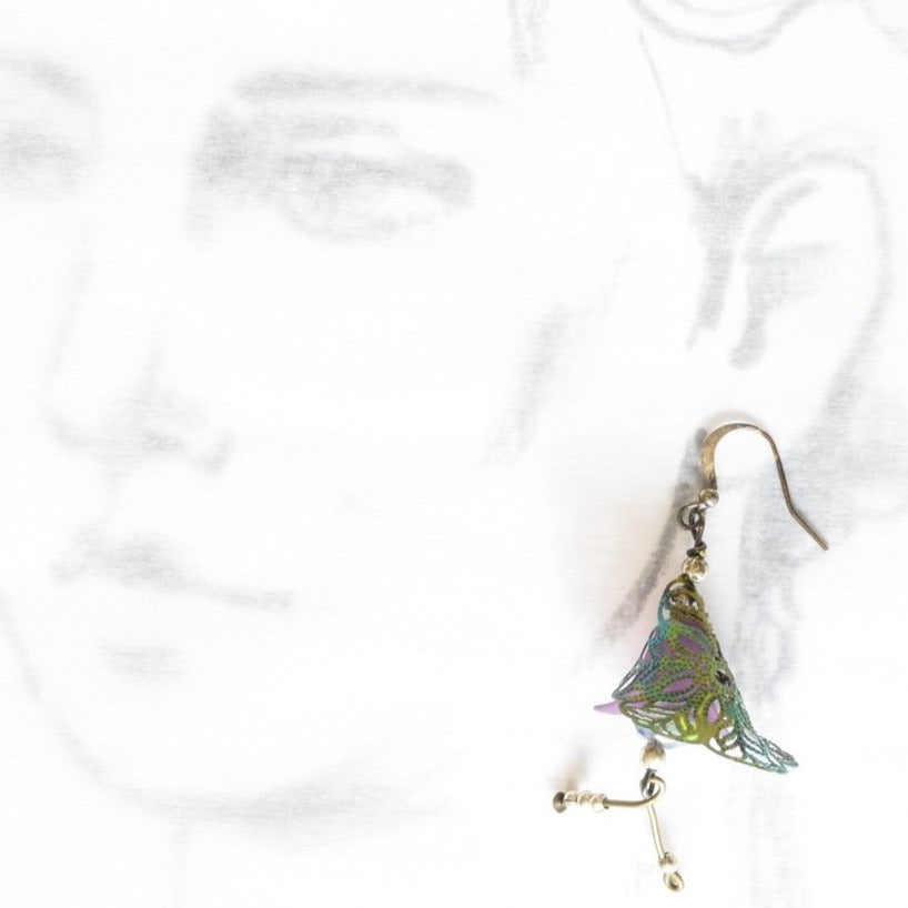 Filigree, Purple Drops with Peacock Finish Earrings