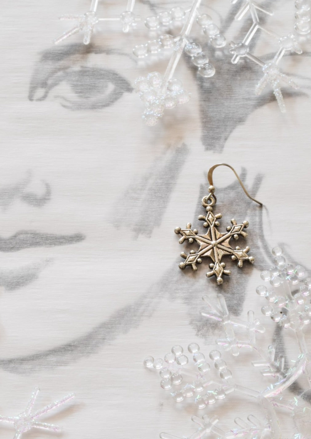 Holidays, Let It Snow - Dangle Earrings with Small Silver Snowflakes, and Clear Crystals