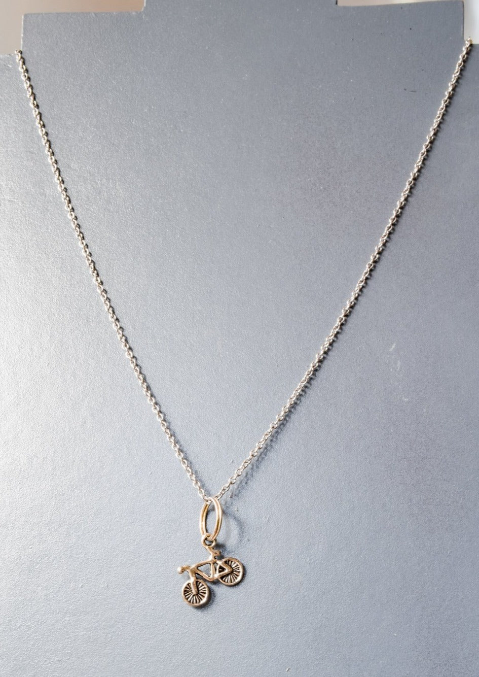 Little Treats, Stainless Steel Chain Necklace with a Little Silver Bicycle