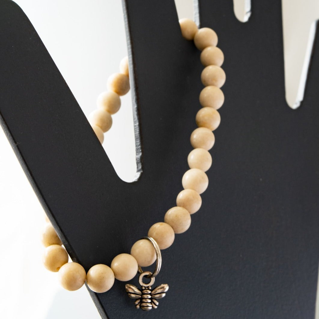 Expressions White Fossil Stretch Bracelet