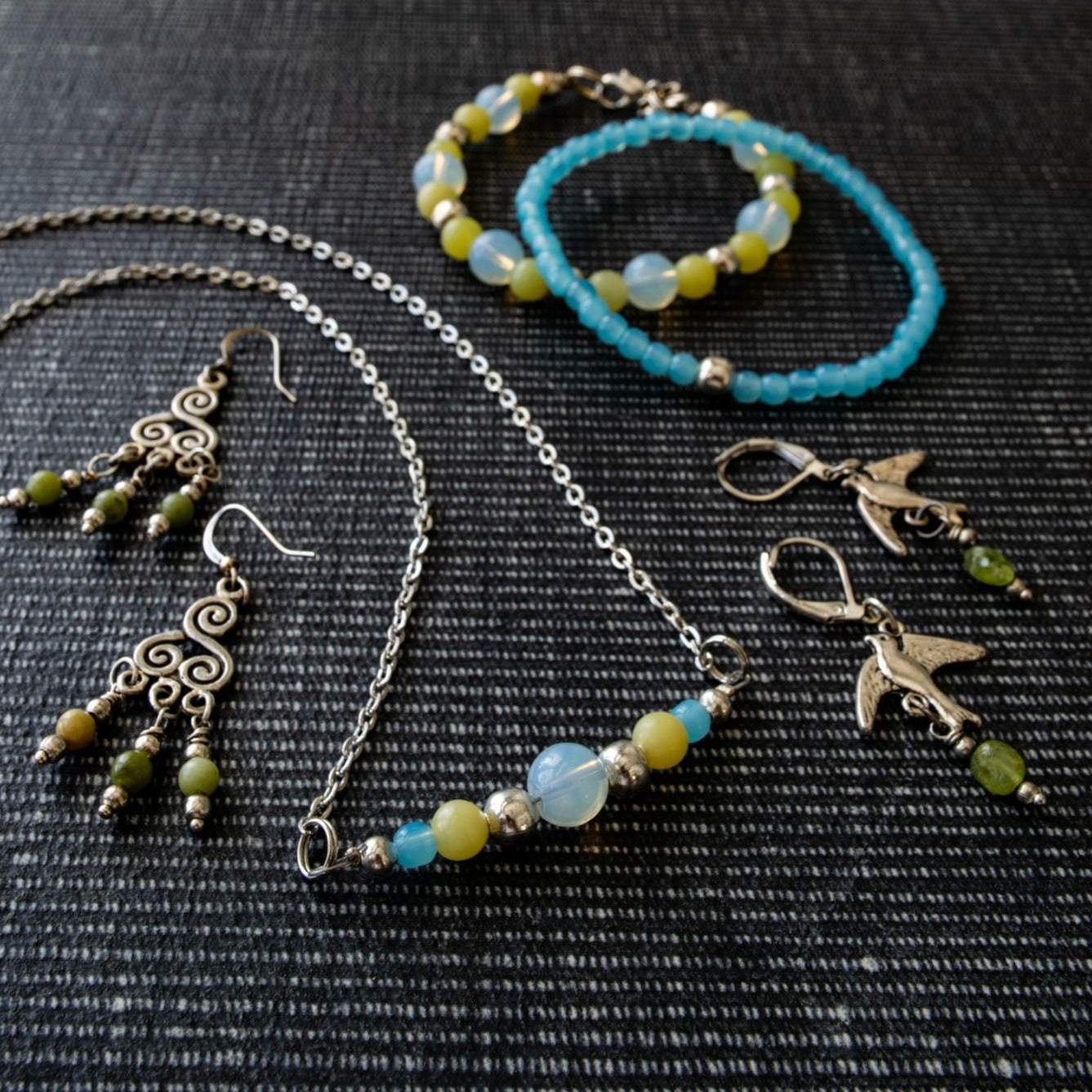 Expressions in Aquamarine Glass Bead Stretch Bracelet