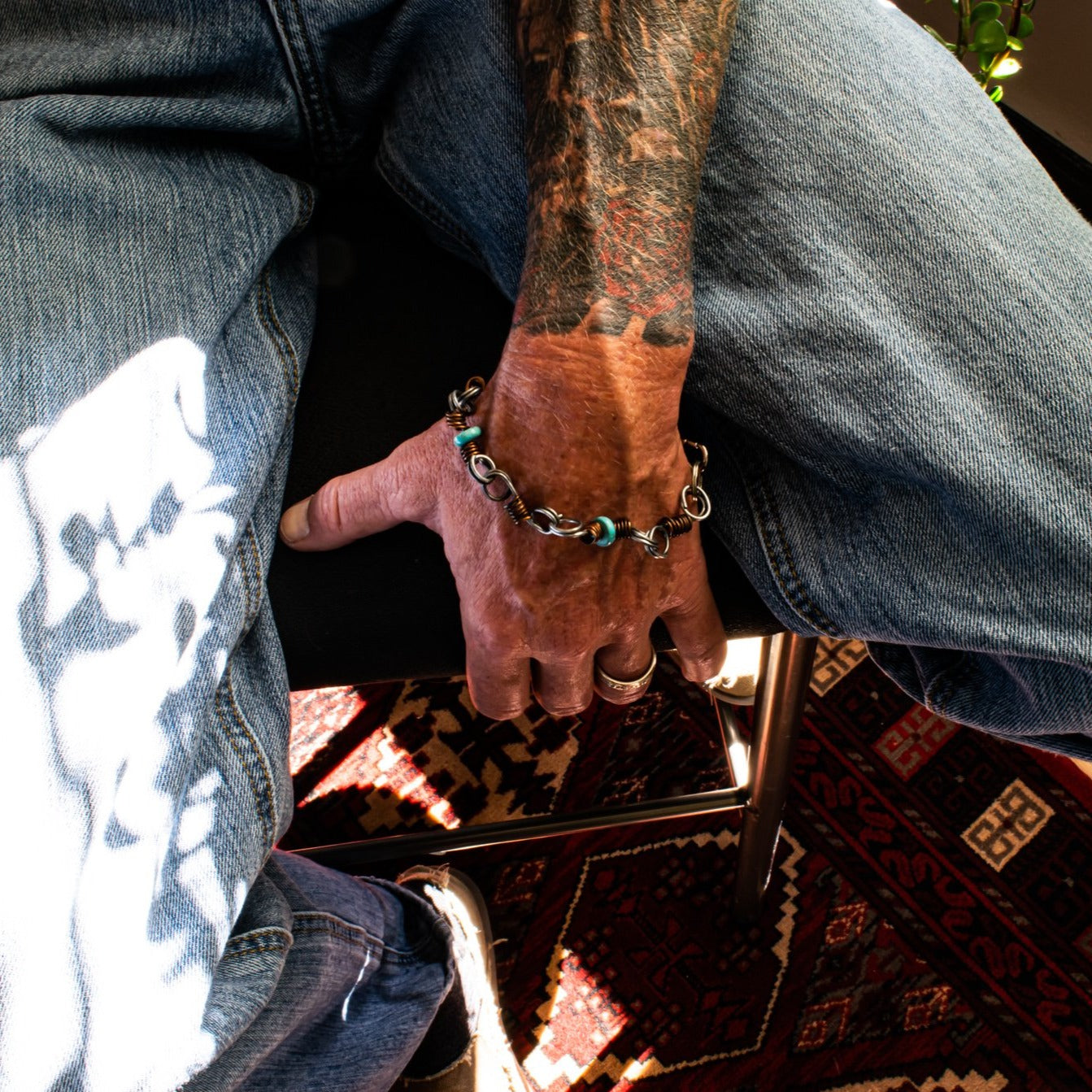 Marty's Twisted, Bailing Wire Chain and Turquoise Bracelet