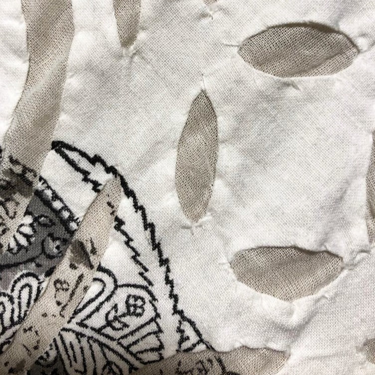 Women's Elegant White & Black, Paisley poncho