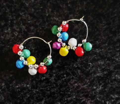 holiday jingle bells dangle earrings with little bells assorted colors