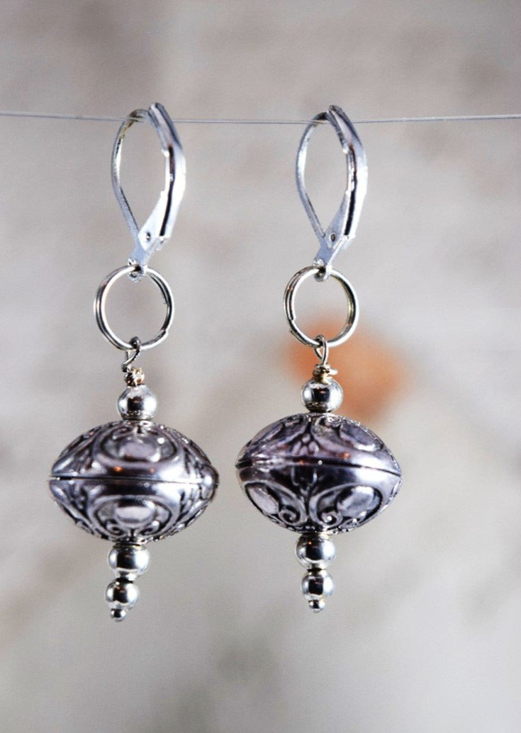 Basics, Rustic Dangle Lever-Back Earrings with Moroccan Tribal Beads