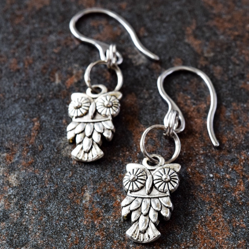 Woodlands, Little Flutter Owl Dangle Earrings