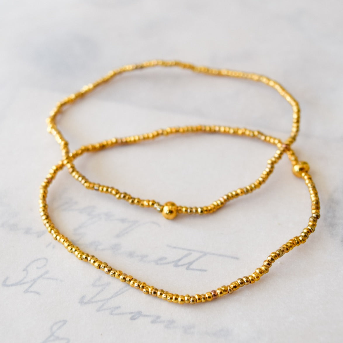 Stackable's Micro-Bead Gold Stretch Bracelet