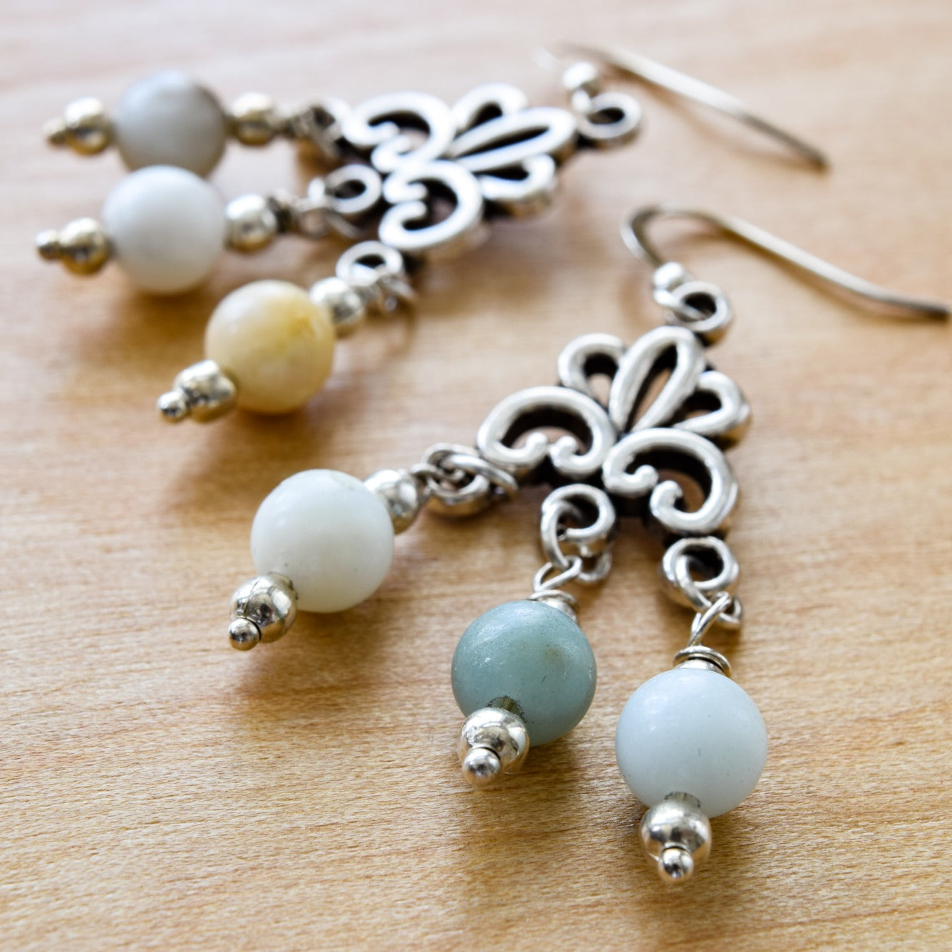 Beginnings, Natural Amazonite Chandelier  Earrings