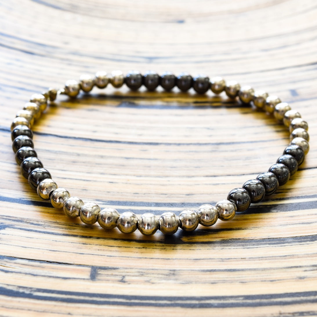 Expressions in Hematite, Silver and Hematite Beaded Stretch Bracelet