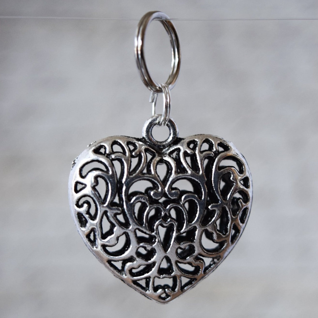 Interchangeables 2 inch Filigree Silver Heart Pendant.