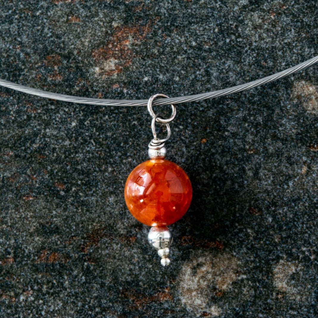 Simplicity Cinnamon Agate on a Steel Slide Necklace