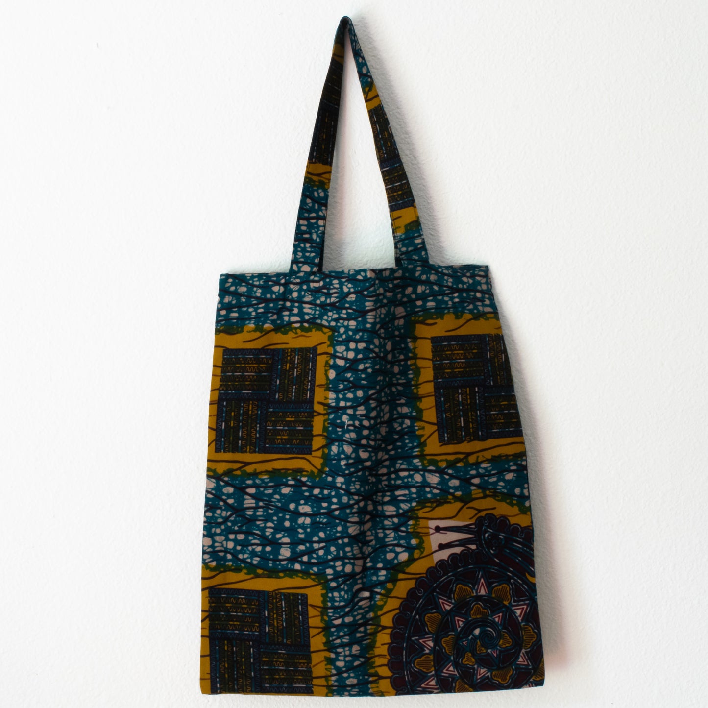 Ceyda Shoulder Tote Bag, Ethnic, BoHo, Hippie Bag, with Blue Waves