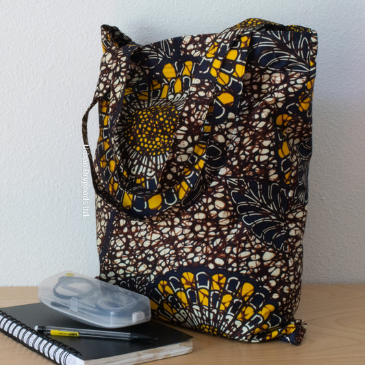 Ceyda Shoulder Bag, Ethnic, BoHo, Hippie Bag, with Yellow Flower, Blue, and Brown