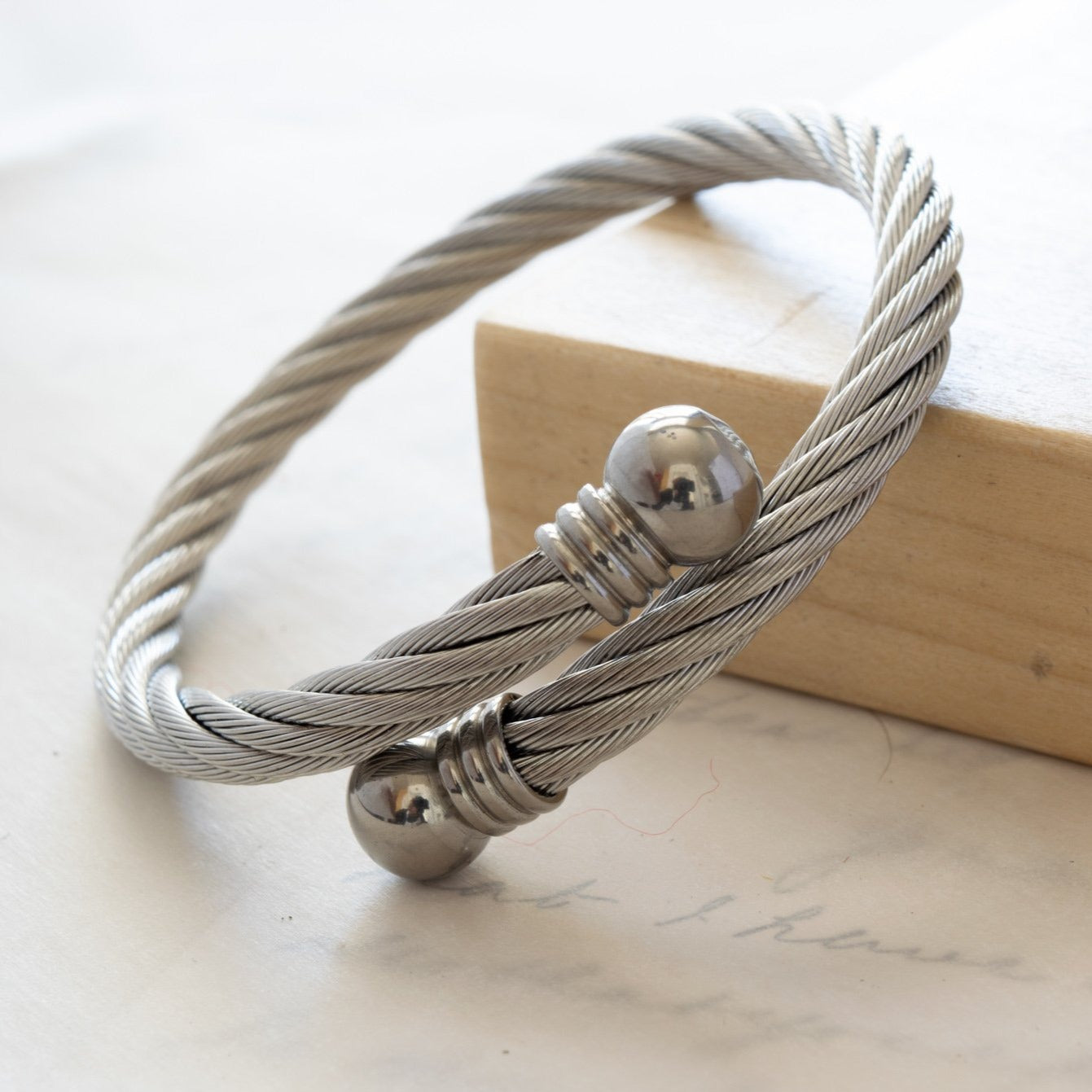 New Basics Men or Women's Stainless Steel Cable, Wrap Bracelet