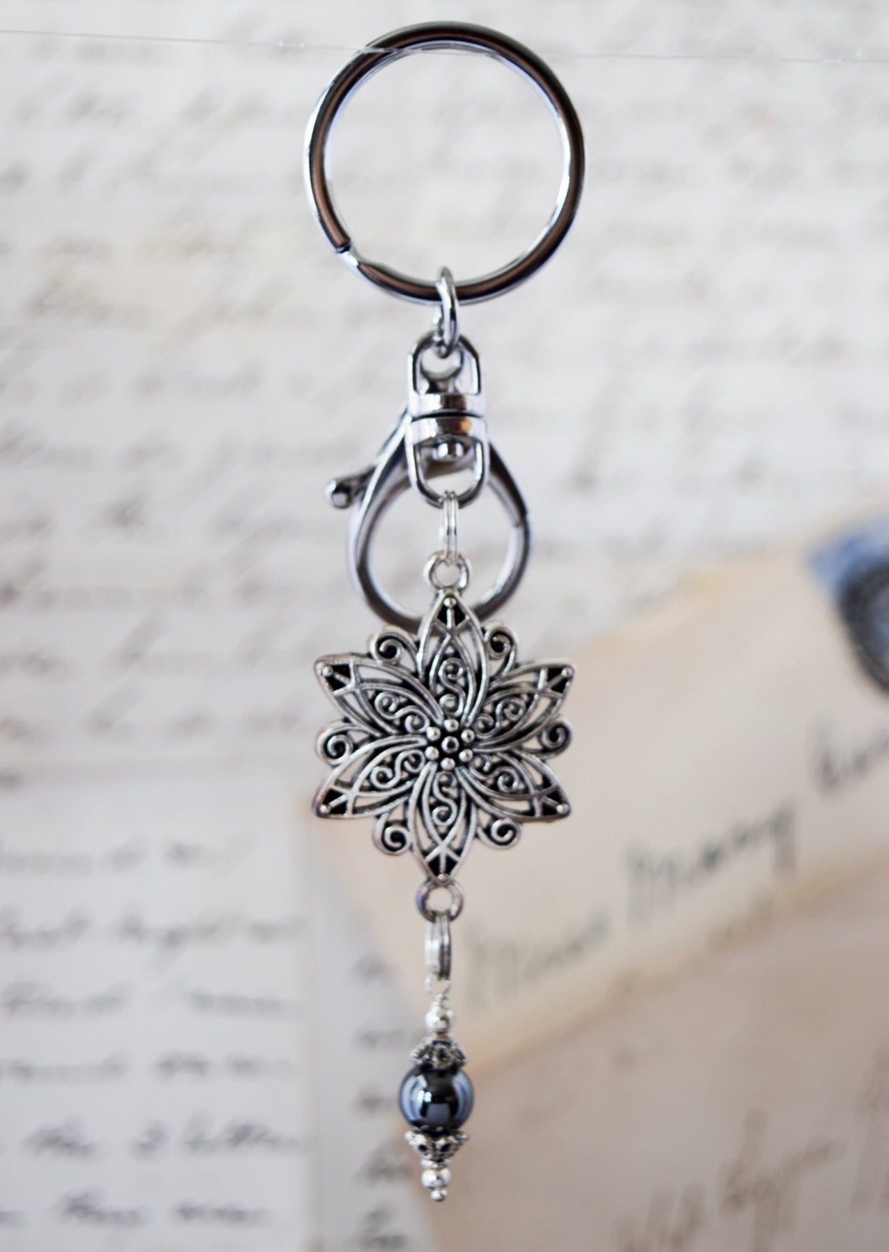 Zip-N-Keys Flower Key Chain, Handbag Charm