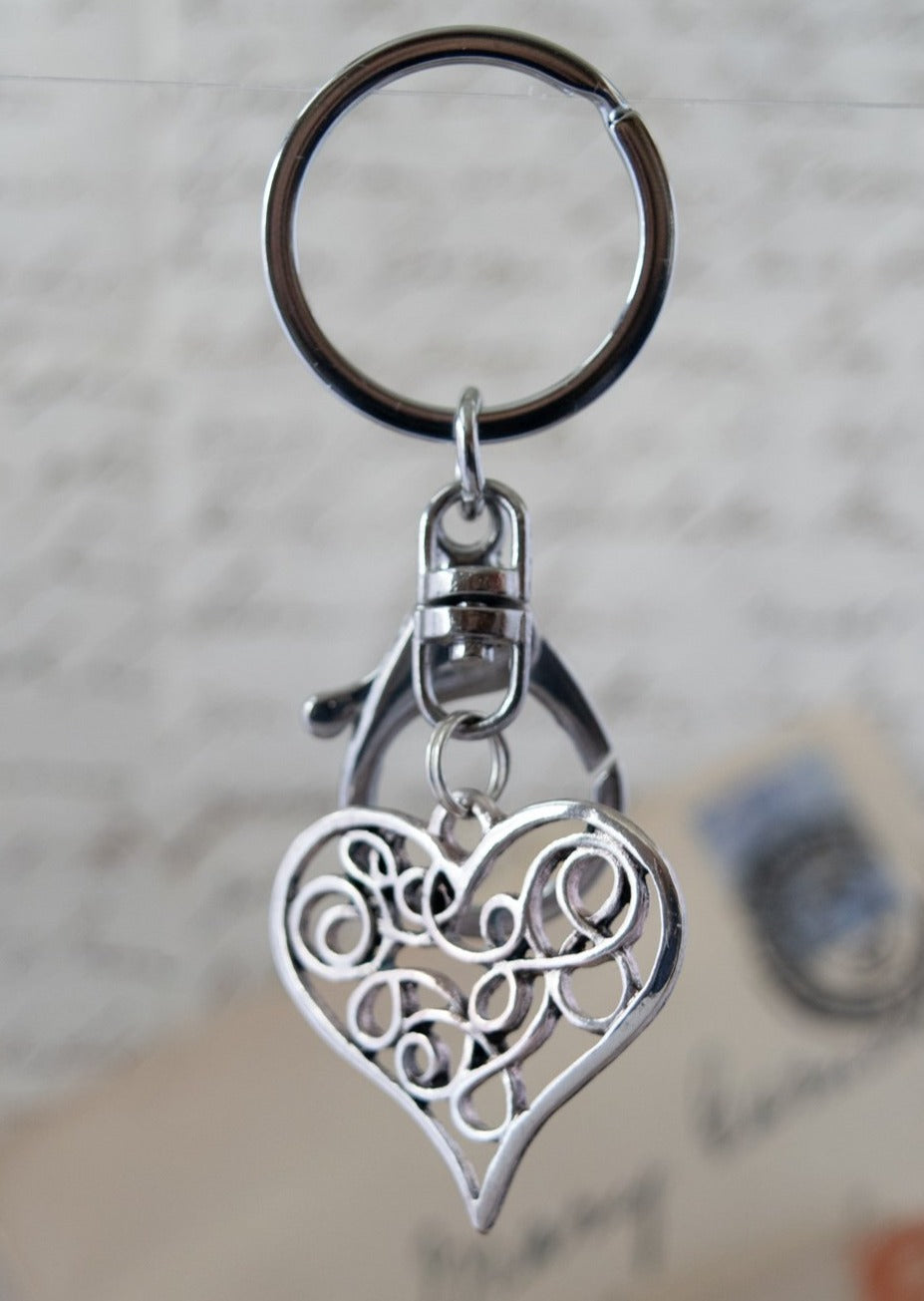 Zip-n-Keys Scribble Heart Keychain, Handbag Charm