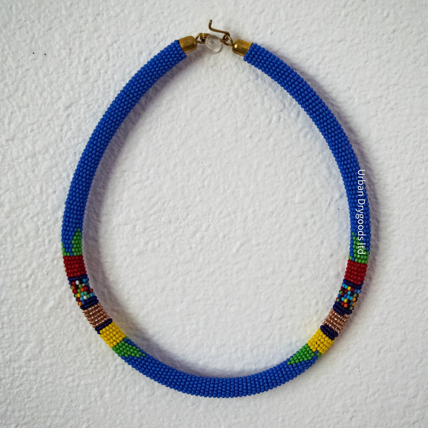 Zulu and Messiah African Handmade Beaded Necklaces, Periwinkle, Red, Orange, Yellow, Green, and Sky Blue