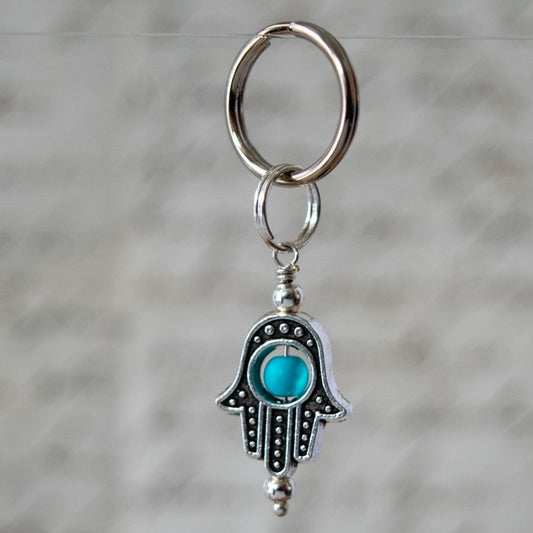 Interchangeables Small Silver Hamsa with Turquoise Accent Pendant