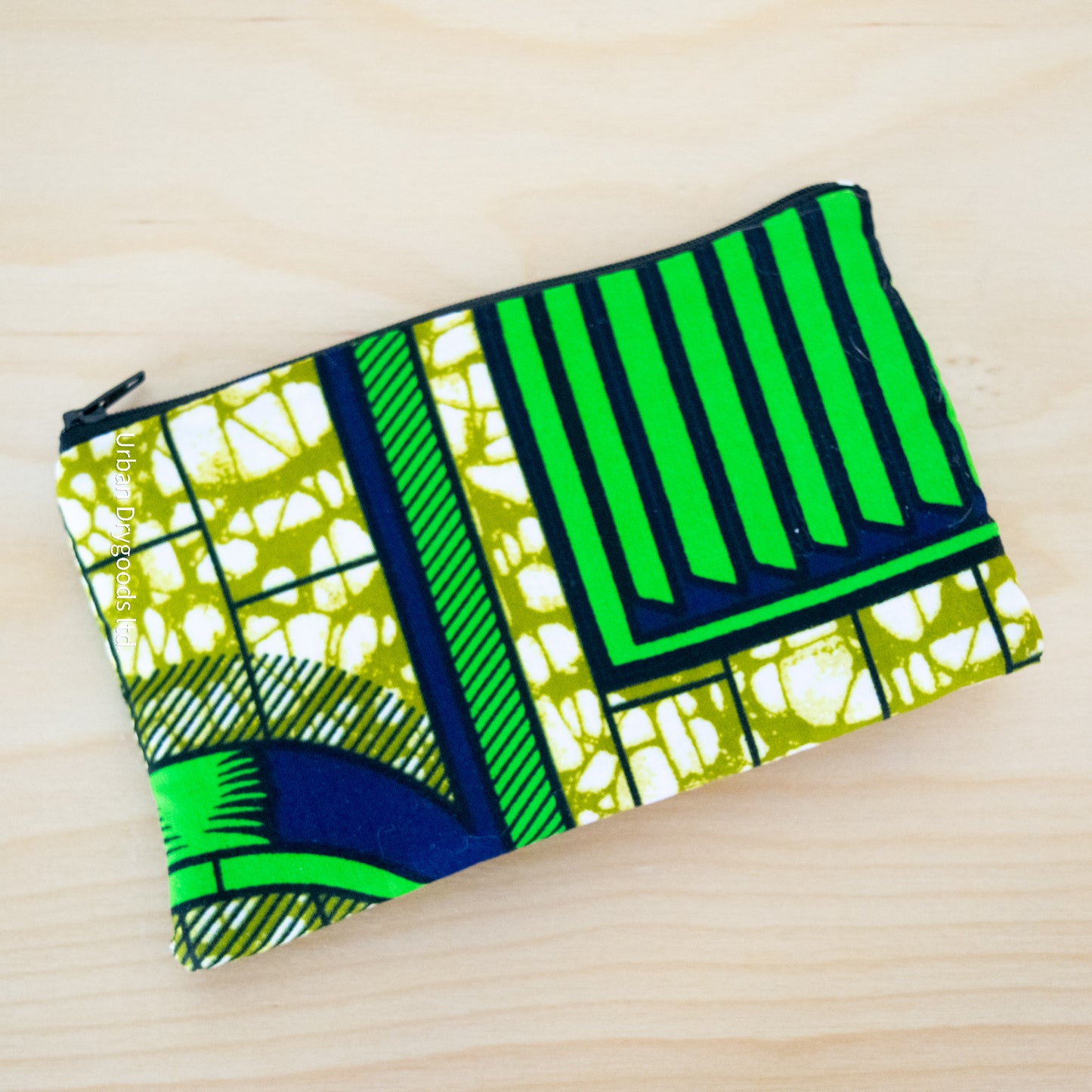 African Handmade Smart Phone Soft Case, with Green and Black Geometric Design