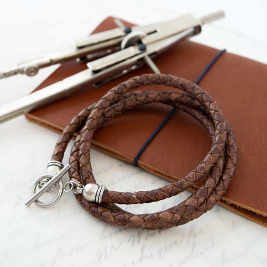 Classic Wraps Braided Leather Men's Triple Wrap Bracelet