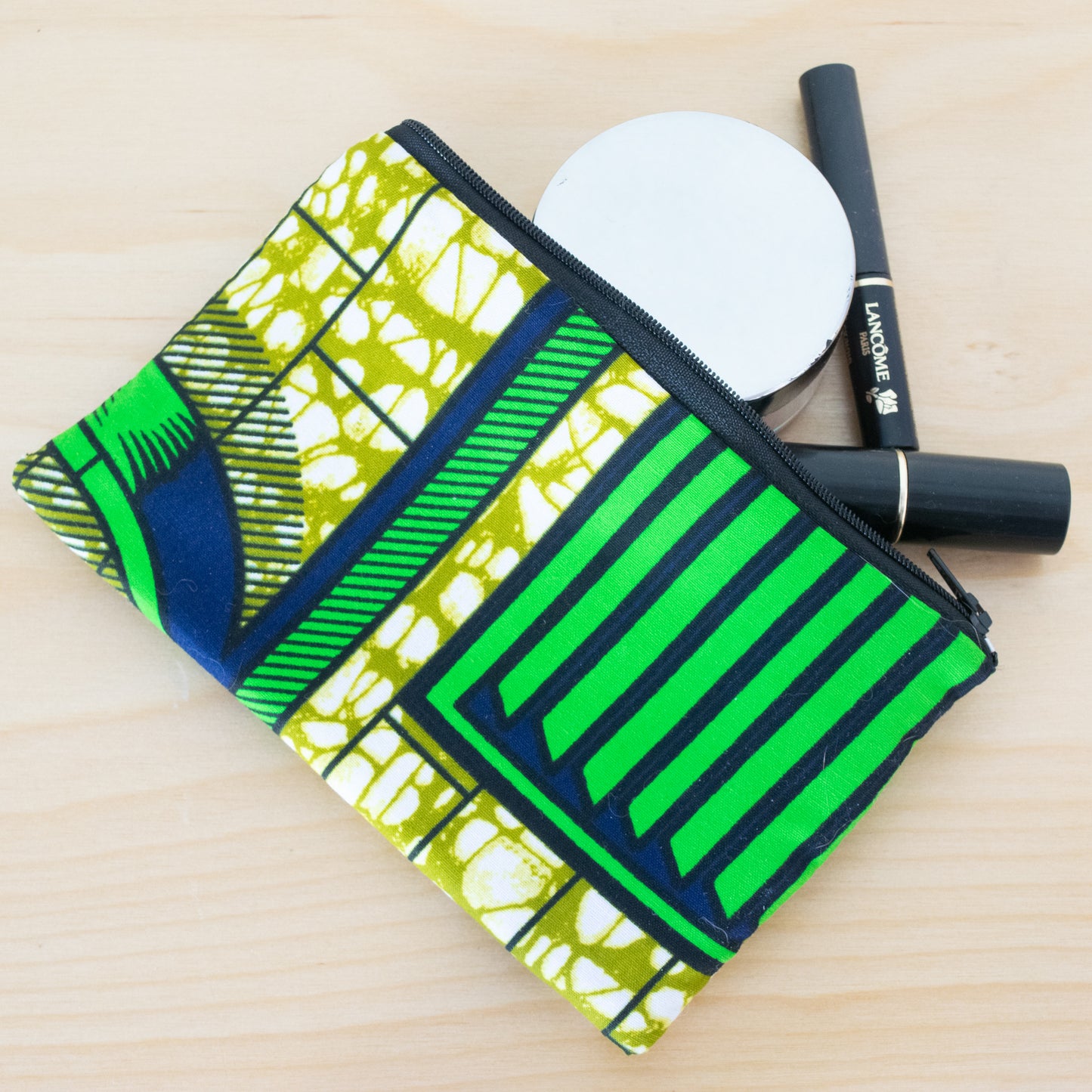 African Handmade Smart Phone Soft Case, with Green and Black Geometric Design