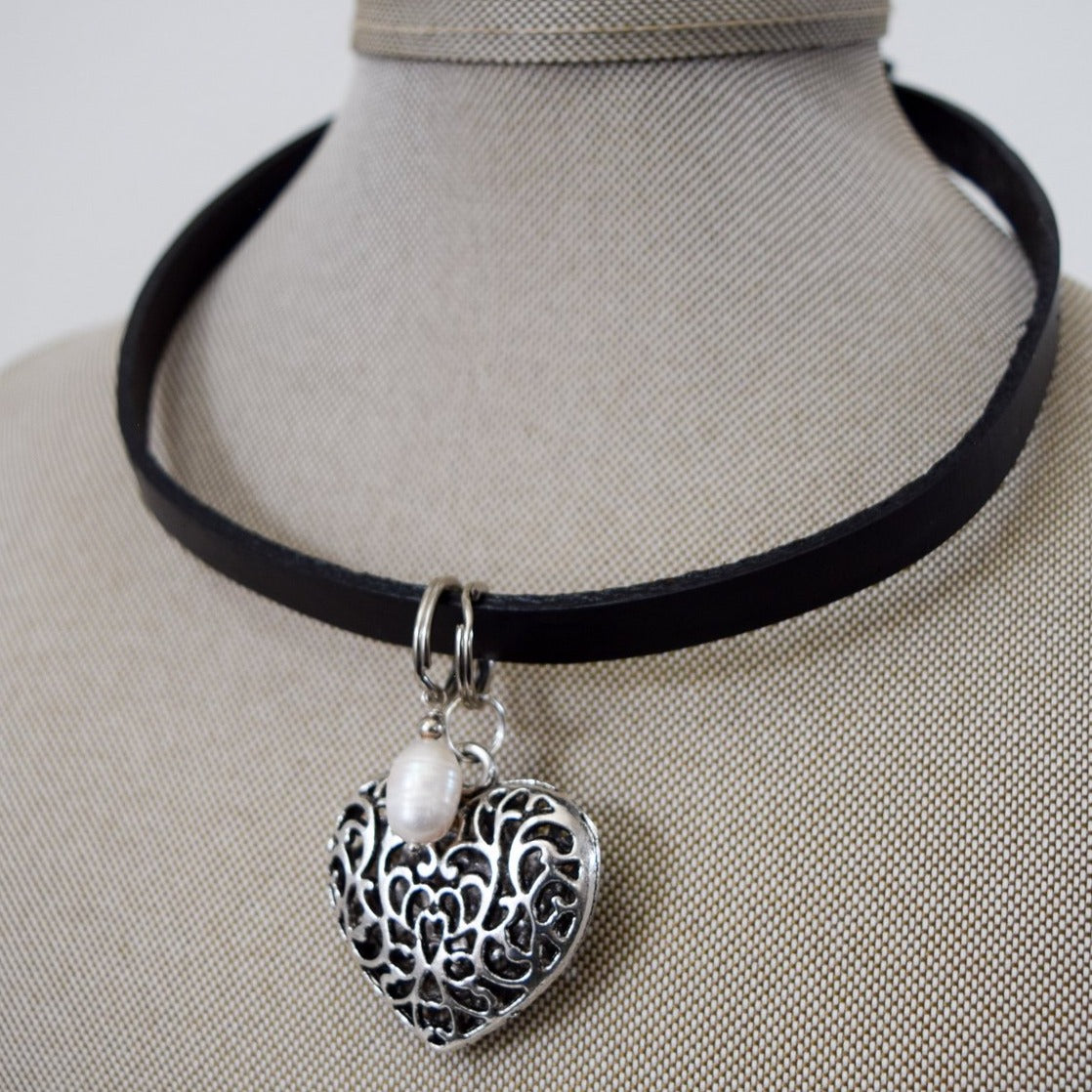 Interchangeables 2 inch Filigree Silver Heart Pendant.