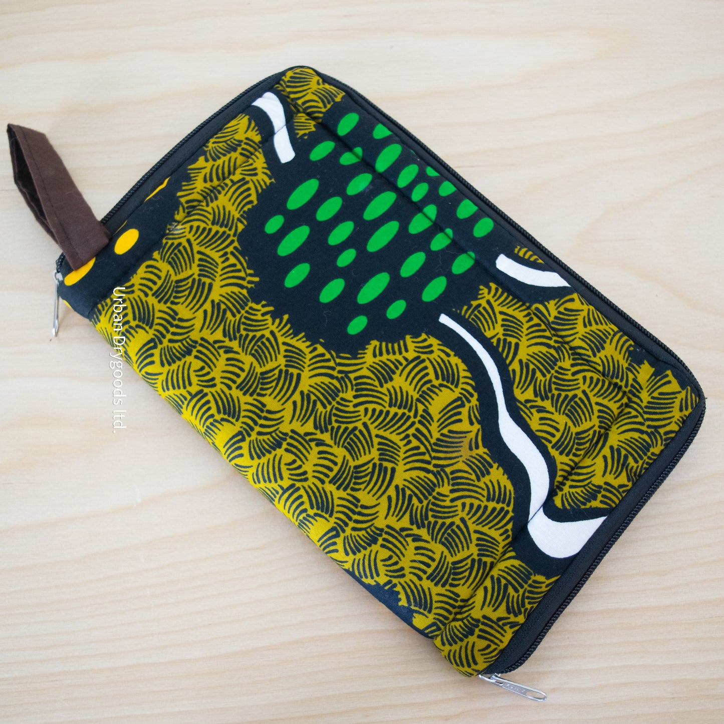 African, Handmade Padded Pouch for Tablet Computers. With Yellow, Green and Black