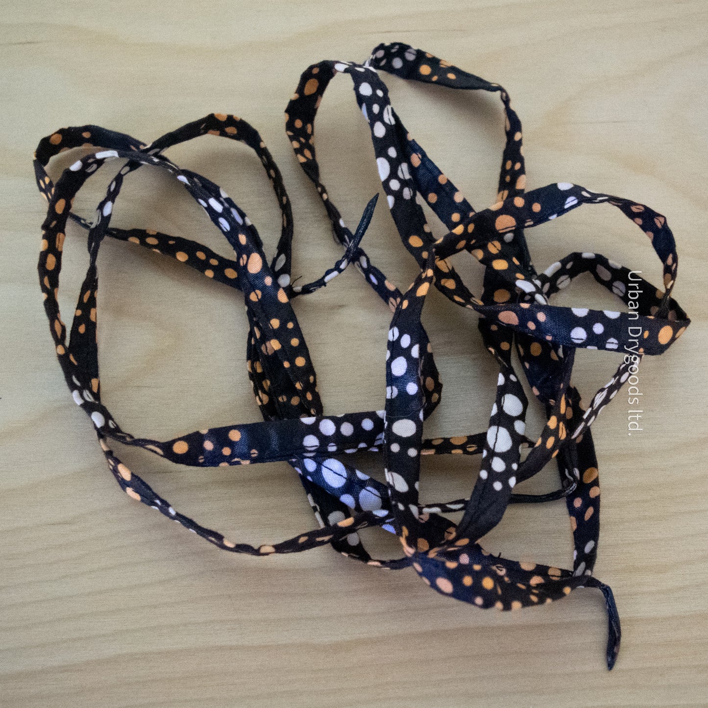 Awesome Handmade African Shoelaces, Black with Orange Polka Dots